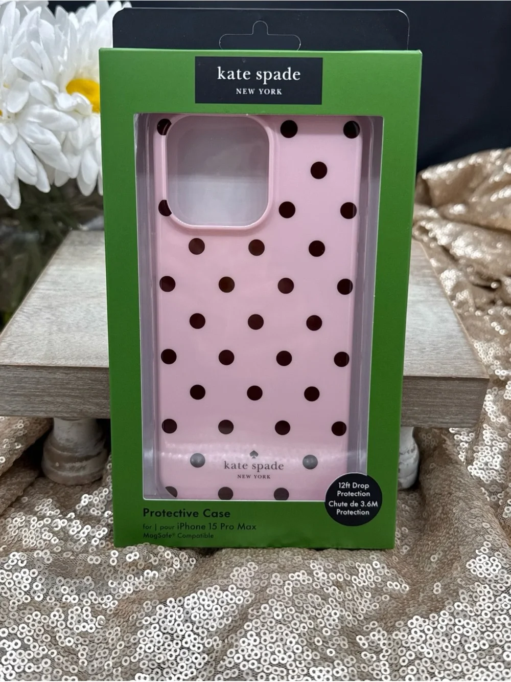 kate spade Pink with Black Polka Dot iPhone Case